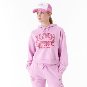 newera New Era Womens Arch Wordmark Pink Crop Pullover Hoodie - Pink - Size: L - female