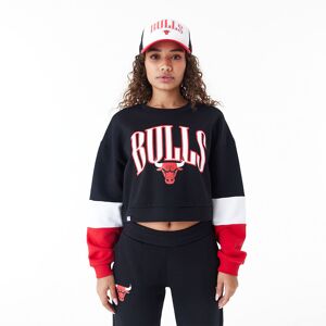 newera Chicago Bulls Womens NBA Colour Block Black Crop Crew Neck Sweatshirt - Black - Size: S - female