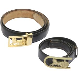 Celine Horse Carriage Belt Leather 2Set Black Auth bs9815