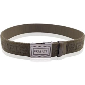 Versace Green Canvas Greek Pattern Unisex Adjustable Belt Size 80/32