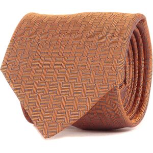 Hermes H Woven Pattern Silk Necktie Recent Model Orange Made in France Formal Business Office Casual