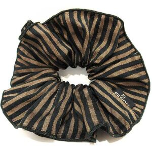 Fendi Accessories Pecan Scrunchie Brown x Black Striped Hair Accessory Rubber Women's Canvas