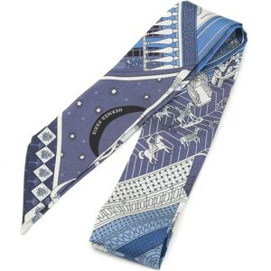 Hermes Twilly Muffler/Scarf Objets de Curiosite Marine Cobalt White