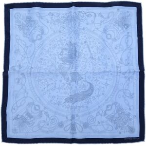 Hermes Carre Muffler 45 Petit C'est La Fete Cerafit Silk Marine Scarf