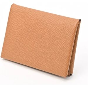 Hermes Calvi Duo Coin Card Case Epsom Gold S-155222