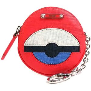 Fendi coin case charm leather/metal red/multicolor/silver unisex