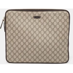 Gucci Dark Brown/Beige GG Supreme Canvas Laptop Case