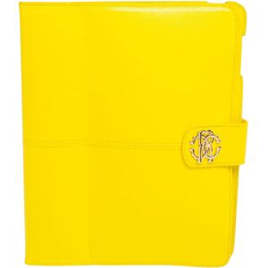 ROBERTO CAVALLI Yellow Leather Logo Buckle Detail Tablet Case