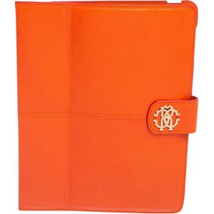 ROBERTO CAVALLI Orange Leather Logo Buckle Detail Tablet Case