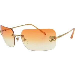 Chanel Rhinestone Cc Mark Sunglasses Orange