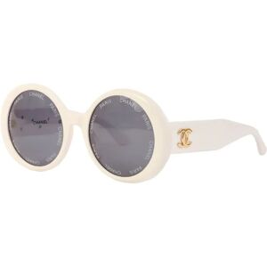 Chanel Side Cc Mark Plate Logo Sunglasses White