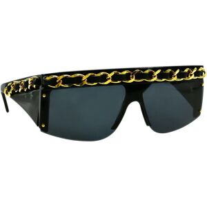 Chanel Chain Sunglasses Black Eye Wear Small Good 86755