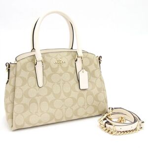 COACH Handbag Signature Sage Carryall F29434 Beige Off-White PVC Leather Shoulder Bag Tote Women's