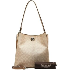 COACH Signature Charlie Bucket Handbag Shoulder Bag Beige PVC Leather Women's