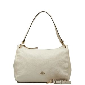 COACH handbag shoulder bag white leather ladies