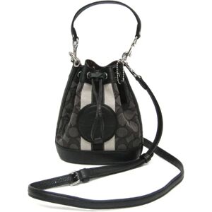 COACH SIGNATURE MINI DEMPSEY BUCKET BAG C8322 Women's Leather,Canvas Shoulder Bag,Tote Bag Black,Gray