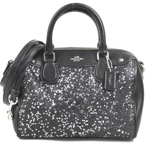 COACH handbag shoulder bag leather/lame black ladies r10003g