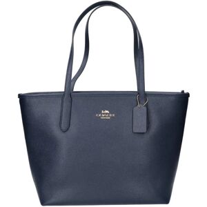 COACH F83857 City Leather Zip Top Tote Bag Navy Women's