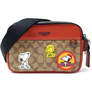 COACH X PEANUTS Graham Crossbody Signature Canvas Patch Shoulder Bag Khaki/Redwood/Multi CE746 QBE7V Women's