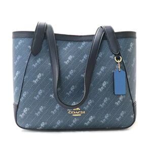 COACH Diagonal Print Horse Tote Bag Blue C4060 Women's