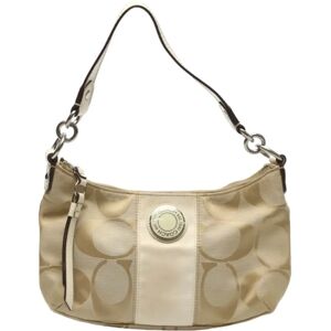 COACH Stripe Demi Signature Crossbody F19218 Khaki x Beige Shoulder Bag