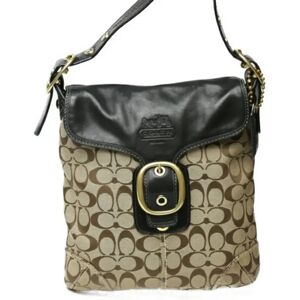 COACH Crossbody Signature 11436  Black x Beige Shoulder Bag