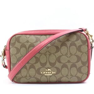 COACH Crossbody Shoulder Bag Signature Leather Brown x Pink Ladies