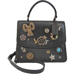 COACH Parker Top Handle With Vintage Jewelry 55370 Women's Leather Handbag,Shoulder Bag Black