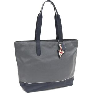 COACH Tote Bag Hamilton 89932 Gray Navy Leather Shoulder Charm Men's Bicolor