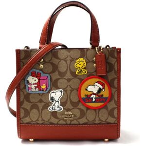 COACH X PEANUTS Dempsey Tote 22 Signature Canvas Patch Bag Khaki Redwood Multi CE851 IMT1O Women's