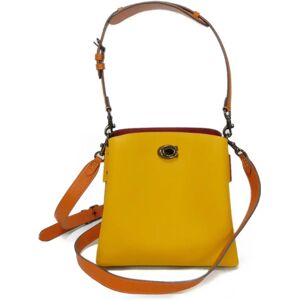 COACH Shoulder Bag Willow Bucket C Multi Dark Yellow Brown Bordeaux Color Block Flux C3766 Women's