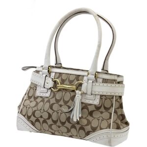 COACH medium carryall tote bag signature white x brown 10507