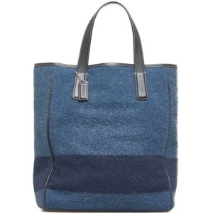 COACH handbag tote bag 8128 blue wool leather ladies