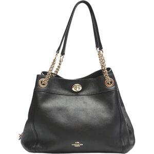 COACH Tote Bag Peple Leather Turnlock Edie 36855 Black