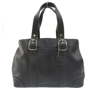 COACH tote bag handbag leather black 7582