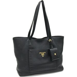 Prada tote bag 1BG048 black leather storage ladies