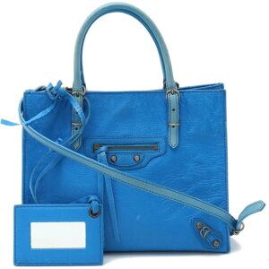 Balenciaga Paper Handbag Shoulder Bag Leather Blue 305572