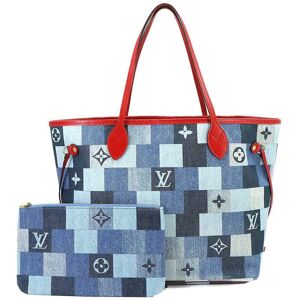 LOUIS VUITTON Denim Monogram Neverfull MM Blue Red M44981