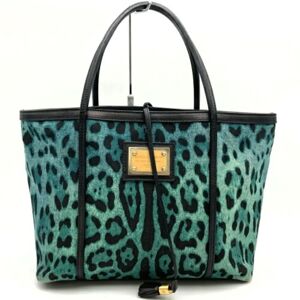 Dolce&Gabbana GABBANA Tote Bag Leopard Print Green Canvas Women's ITBCBUZ2RXGG