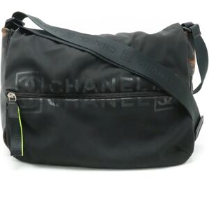 Chanel Sport Line Coco Mark Shoulder Bag Nylon Rubber Black Neon Yellow A26709