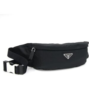 Prada Waist Pouch 2VL034 Black Nylon Leather Bag Body Women Men