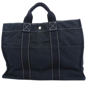 Hermes Tote Bag Deauville MM Canvas Black Men's Women's