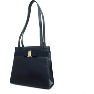 Salvatore Ferragamo Shoulder Bag Vara Leather Navy Ladies