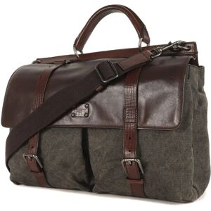 DOLCE & GABBANADOLCE&GABBANA  Leather Combination Canvas 2way Shoulder Hand Bag Flap Brown Luxury Men's