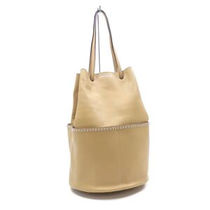 J&M DAVIDSON Handbag Daisy with Studs Women's Beige Leather