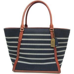 COACH×Saint James 70902 Women,Men Canvas,Leather Tote Bag Brown,Navy