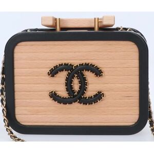 Chanel 2022 Cruise Collection Wood Vanity Chain Shoulder Bag Natural Women's