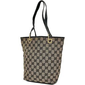 Gucci Tote Bag GG Canvas 002 1099 Brown Black Champagne Women's