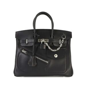 Hermes Birkin 25 Rock Handbag Volupt Black B Stamp Silver Hardware