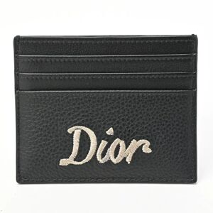 Christian Dior Dior Card Holder Case 2ESCH135RIB Leather Black S-155273